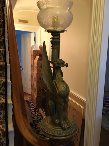 Eastlake Egyptian Revival Phoenix Gas Newell Post Lamp